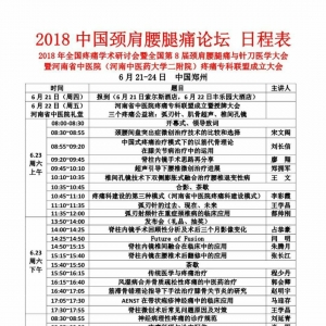 2018全国疼痛学术研讨会暨全国第8届颈肩腰腿痛及针刀医学大会日程表 ...
